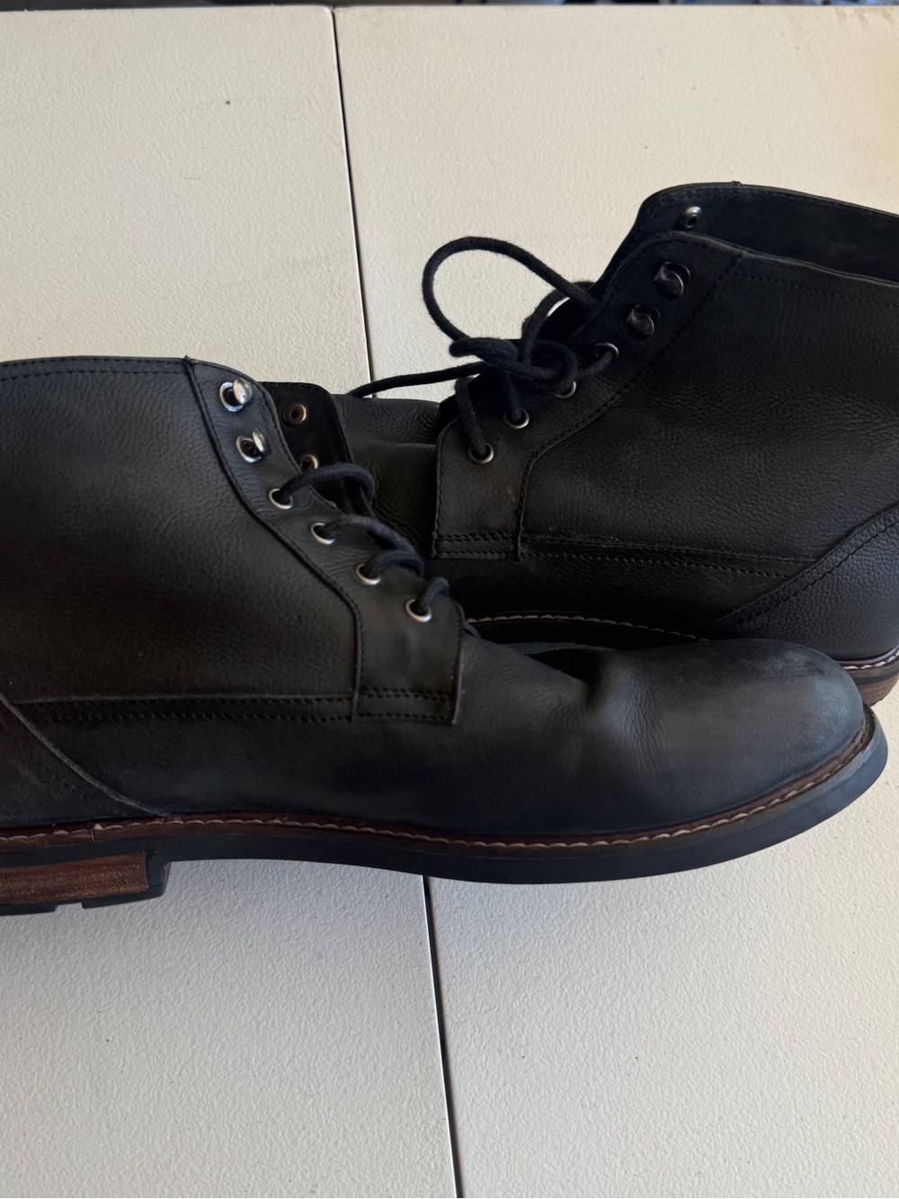 Ben Sherman Men's Black Leather Chukka Lace-Up Boots 10